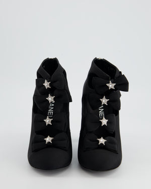 Chanel A/15 Satin Star Buffalo Round Toe Bow Heels Size EU 39.5