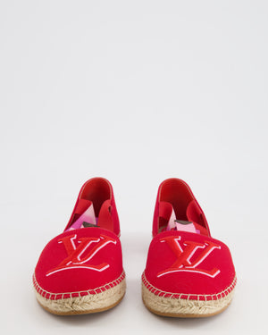 Louis Vuitton Red and Pink Canvas Logo Lace-up Escale Espadrilles Size EU 38