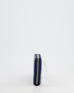 Miu Miu Navy Leather Zipped Wallet with Gold Logo RRP £520