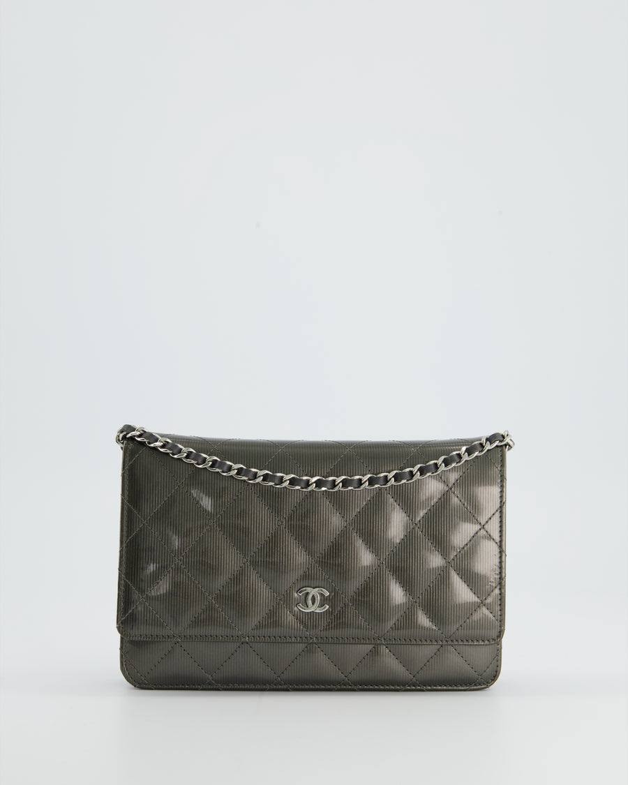 FIRE PRICE* Chanel Stone Grey Wallet on Chain in Patent Leather with –  Sellier