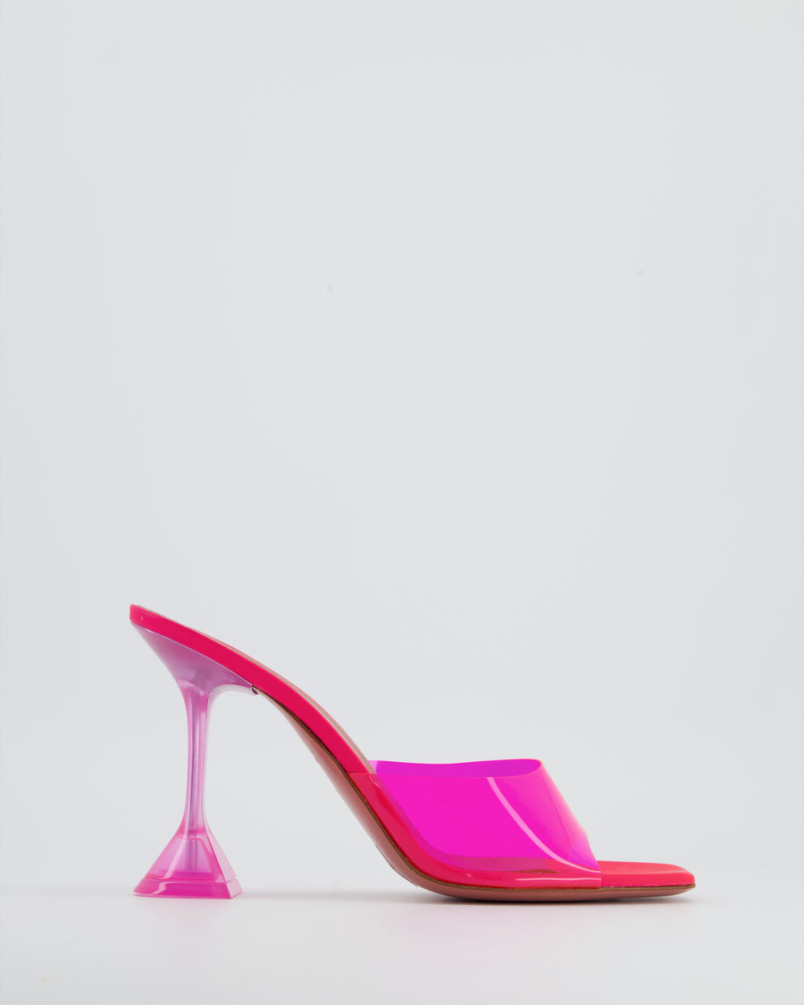 Amina Muaddi Pink Lupita Glass Square-Toe PVC Heeled Mules Size EU 40 RRP £500