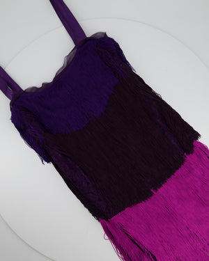 Dolce & Gabbana Purple Gradient Fringed Dress Size IT 40 (UK 8)