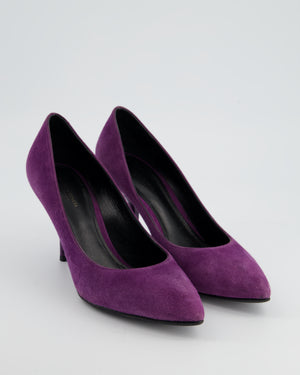 Bottega Veneta Purple Suede Heels with Patent Intrecciato Deatil Size EU 40