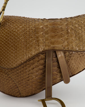 *RARE* Christian Dior Brown Python Saddle Bag with Antique Gold Hardware