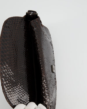 Fendi Vintage Brown Python Baguette Bag with Gun-Metal Hardware