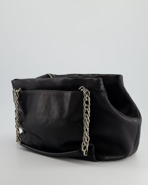 Chanel Black Caviar Leather CC Logo Shoulder Bag with Silver Hardware