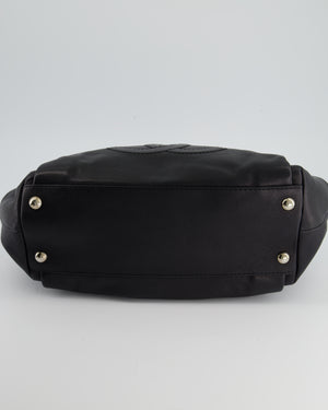 Chanel Black Caviar Leather CC Logo Shoulder Bag with Silver Hardware