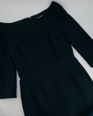 Dolce & Gabbana Emerald Green Mid Sleeve Midi Panelled Dress IT 42 (UK 10)