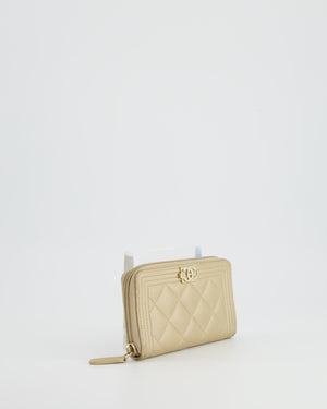 Chanel Gold Boy Wallet in Caviar Leather with Gold Hardware