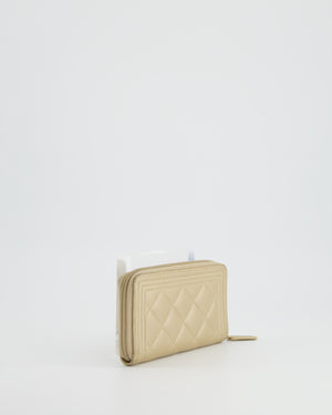 Chanel Gold Boy Wallet in Caviar Leather with Gold Hardware
