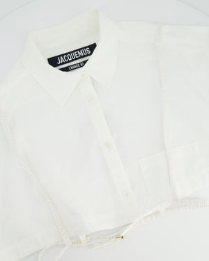 Jacquemus White Cotton Cropped Shirt Elasticated Harness Detail FR 38 (UK 10)