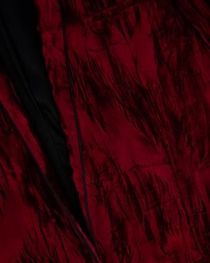 Haider Ackermann Red Ruched Velvet Long-Sleeve Blazer Size FR 40 (UK 12)