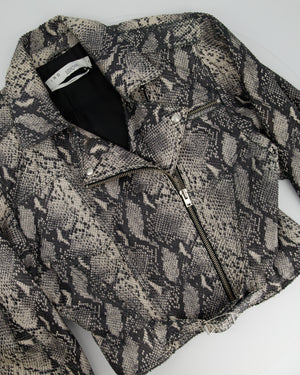 Iro Off-White, Black Python Print Leather Jacket with Silver Zip Detail Size 40 (UK 12)