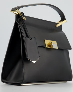 Balenciaga Black Leather Le Dix Top Handle Bag with Gold Hardware