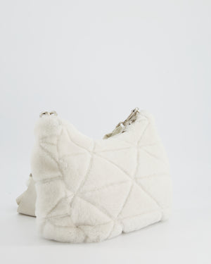 Prada Off-White Re-Edition 2000 Quilted Shearling Shoulder Bag with Silver Hardware