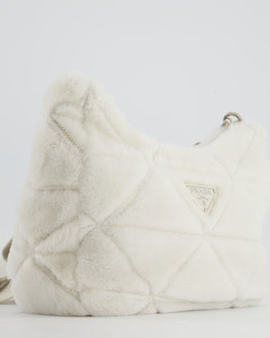 Re Edition 2000 Quilted Shearling Shoulder Bag in White - Prada