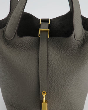 Hermès Picotin Bag 18cm in Gris Meyer Togo Leather with Gold Hardware