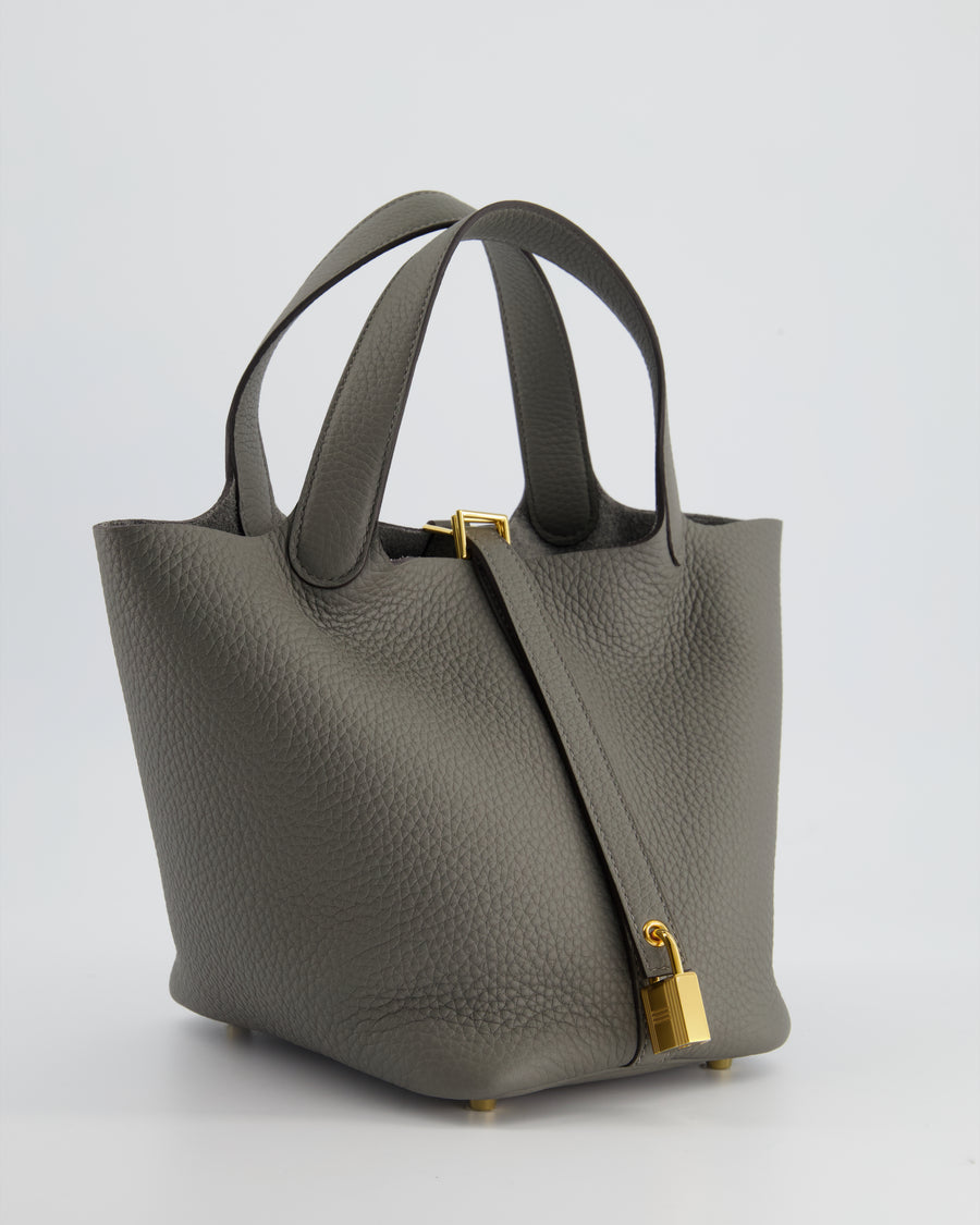 Hermès Picotin Bag 18cm in Gris Meyer Togo Leather with Gold