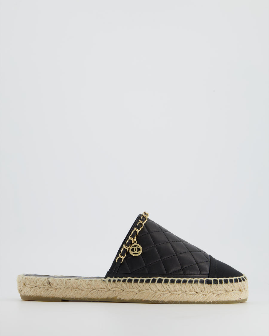 HOT* Chanel Black Quilted Leather CC Logo Mules with Raffia Sole Deta –  Sellier