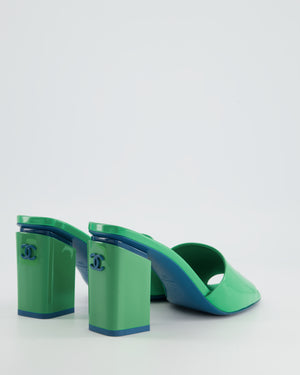 *FIRE PRICE* Chanel Mint Green Sandals with Blue CC Logo and Sole Detail Size EU 38