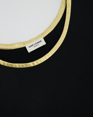 Saint Laurent Black Sleeveless Top with Gold Collar Detail Size FR 38 (UK 10)