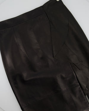 Givenchy Black Leather Skirt with Leather Cut and zip Detail Size UK10-12