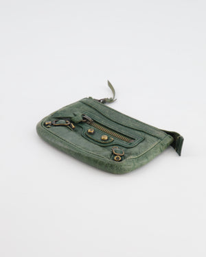Balenciaga Green Leather City Coin Purse with Gold Hardware RRP £285