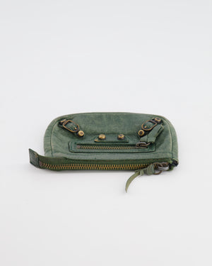 Balenciaga Green Leather City Coin Purse with Gold Hardware RRP £285