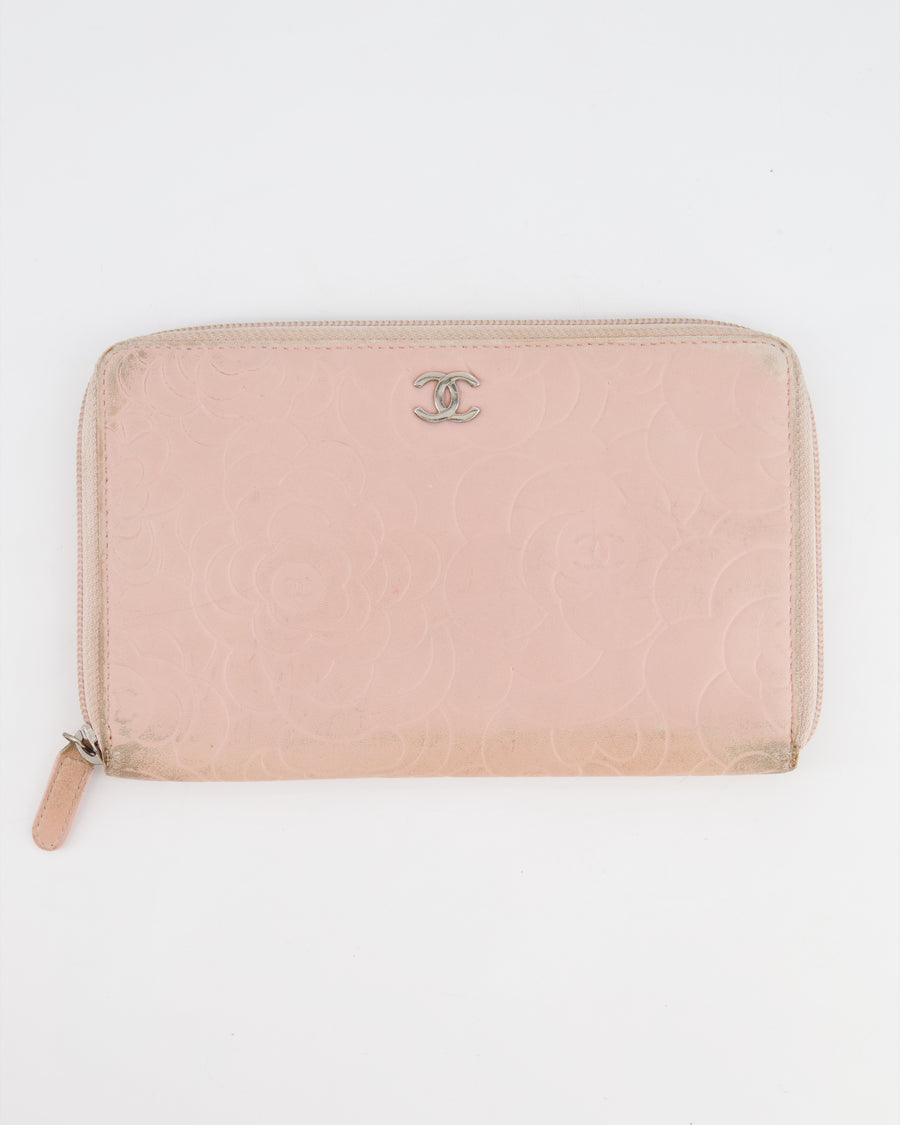*FIRE PRICE* Chanel Baby Pink Leather Camelia Wallet with Silver Hardware