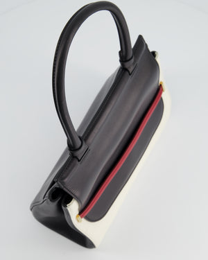 The Row Black, White, and Red Top Handle Bag with Gold Hardware