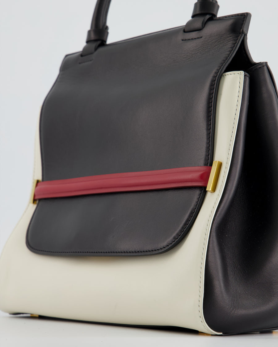 The Row Black, White, and Red Top Handle Bag with Gold Hardware
