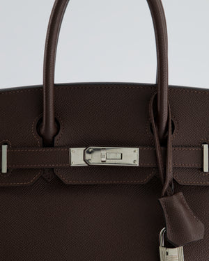 Hermes Brown Epsom Leather Palladium Hardware Birkin 30 Bag Hermes
