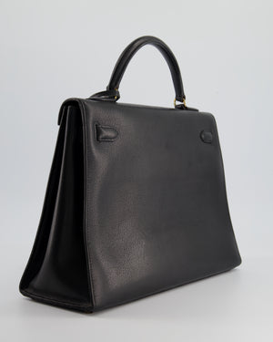 Hermès Vintage Kelly 32cm Bag in Black Natural Peau Porc Leather with Gold Hardware