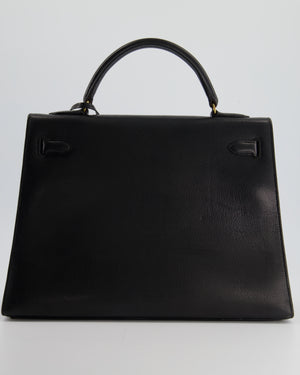 Hermès Vintage Kelly 32cm Bag in Black Natural Peau Porc Leather with Gold Hardware