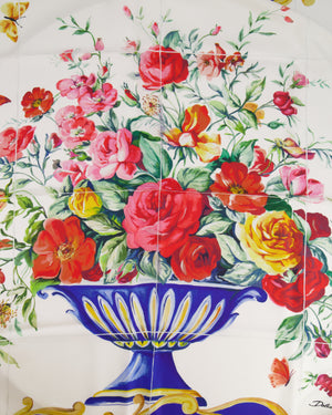 Dolce & Gabbana Multicolour Floral Printed Silk Scarf 90cm