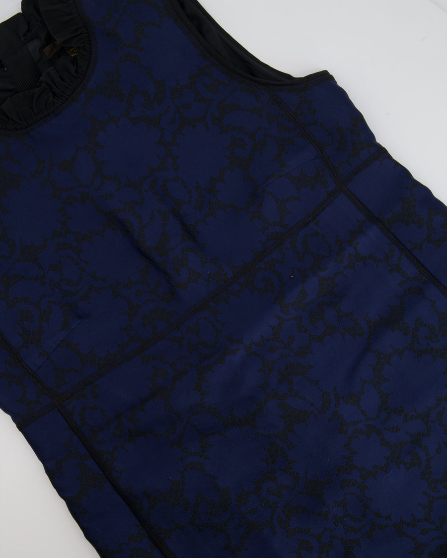 Louis Vuitton Navy and Black Silk Jacquard Printed Sleeveless Dress Size FR 40 (UK 12)