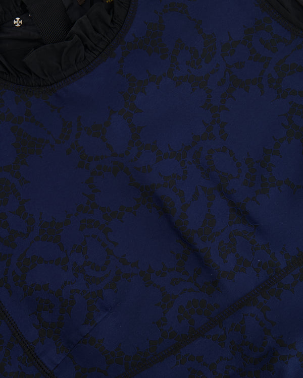 Louis Vuitton Navy and Black Silk Jacquard Printed Sleeveless Dress Size FR 40 (UK 12)