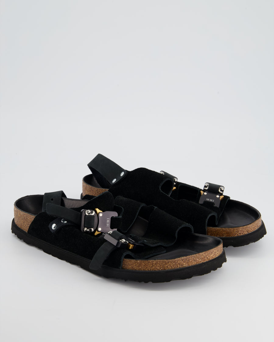 Christian Dior by Birkenstock Black Suede, Leather Milano Sandals Size EU 40