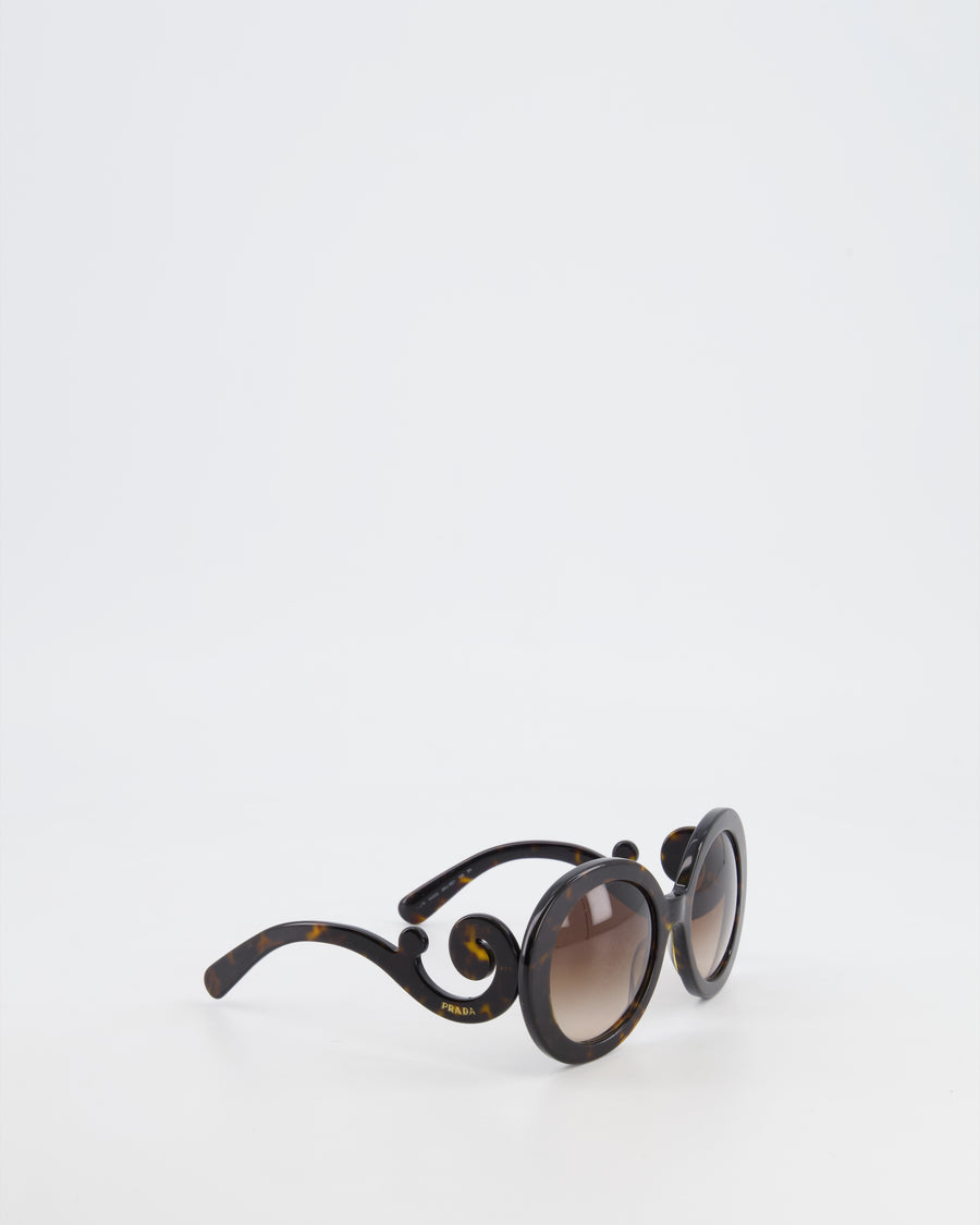 Prada Brown Tortoiseshell Spiral Round Sunglasses