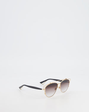 Christian Dior Brown Ombré and Gold Aviator Sunglasses