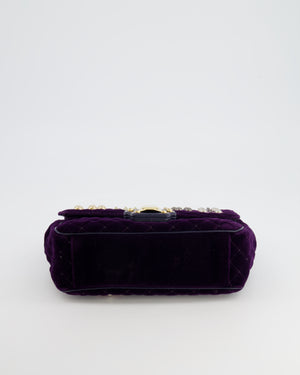 Dolce & Gabbana Purple Velvet Lucia Bag with Embellishments and Gold Hardware