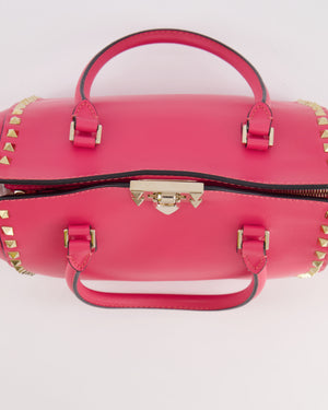 Valentino Hot Pink Rockstud Small Tote Bag with Champagne Gold Hardware