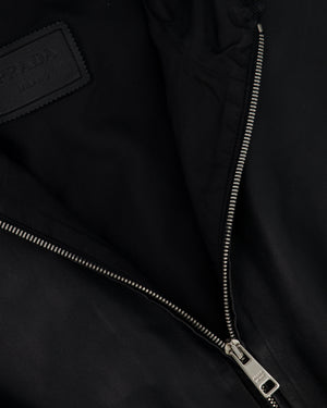 Prada Black Leather Rain Coat with Hood Size IT 40 (UK 8)