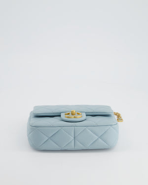 *HOT* Chanel Powder Blue Mini Square Flap Bag with Gold Hardware