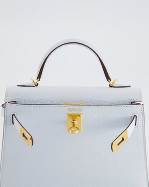 Hermès 20cm Bleu Celeste Chevre Leather Mini Kelly II Bag with