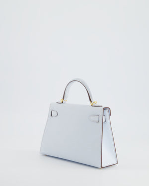 *HOT* Hermès Mini Kelly Bag II 20cm in Bleu Brume Chevre Leather with Gold Hardware
