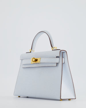 Hermès 20cm Bleu Celeste Chevre Leather Mini Kelly II Bag with