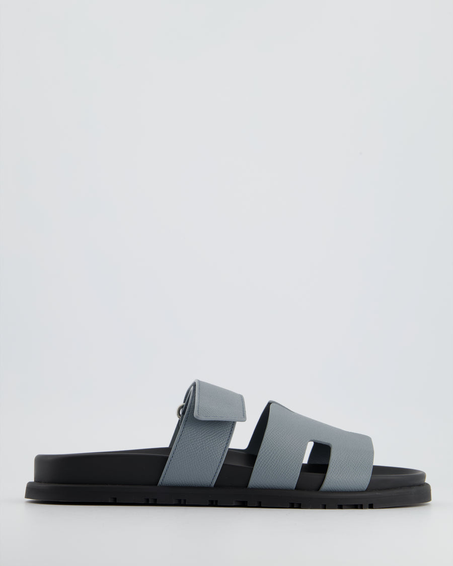 Hermès Gris Antarctique Epsom Leather Chypre Sandals Size EU 41