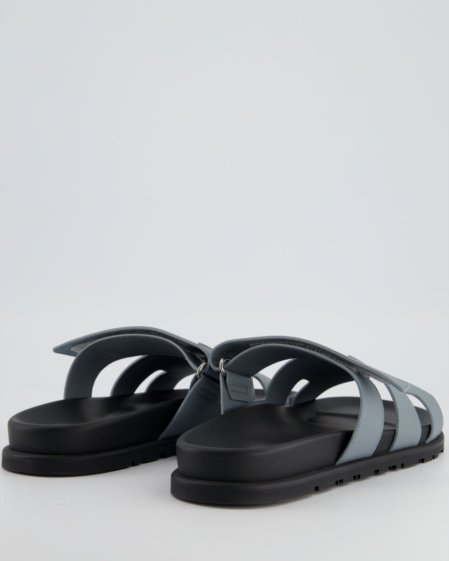 Hermès Gris Antarctique Epsom Leather Chypre Sandals Size EU 41