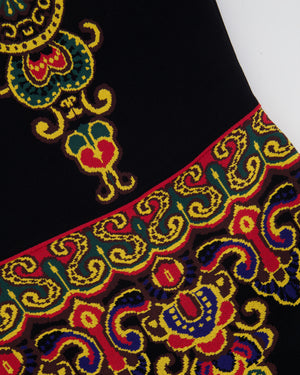 Valentino Black with Multicolour Brocade Prints Mini Dress Size S (UK 8)